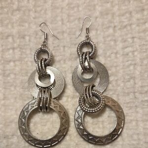 Silver Geometric Dangle Earrings